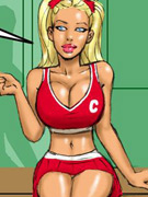 Cartoon blonde cheerleader gets her shaved sweet pussy stretched by thick black meat.