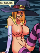 Busty blonde witch enjoying hot threesome with two inquisitors. tags: doublepenetration, boobs, blowjob, cartoon sex.